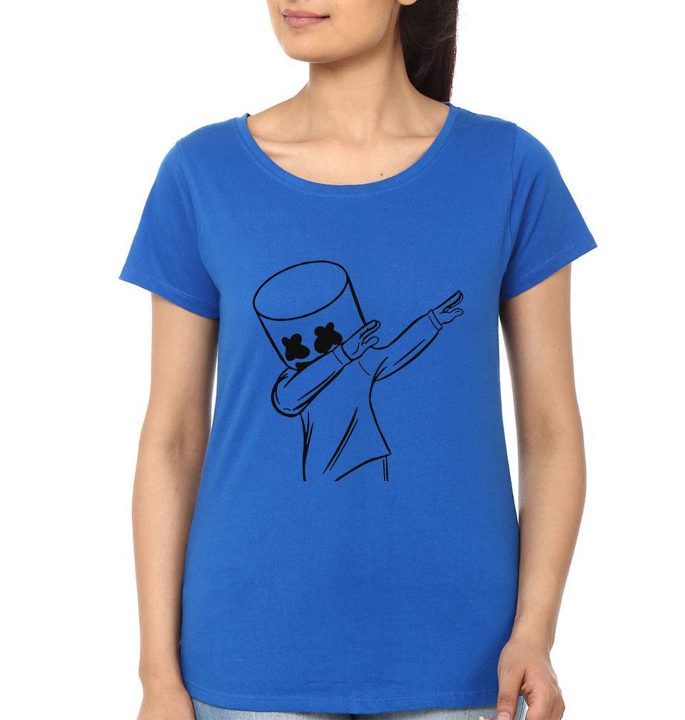 Dab Marshmello Womens Half Sleeves T-Shirts-FunkyTeesClub - FunkyTeesClub