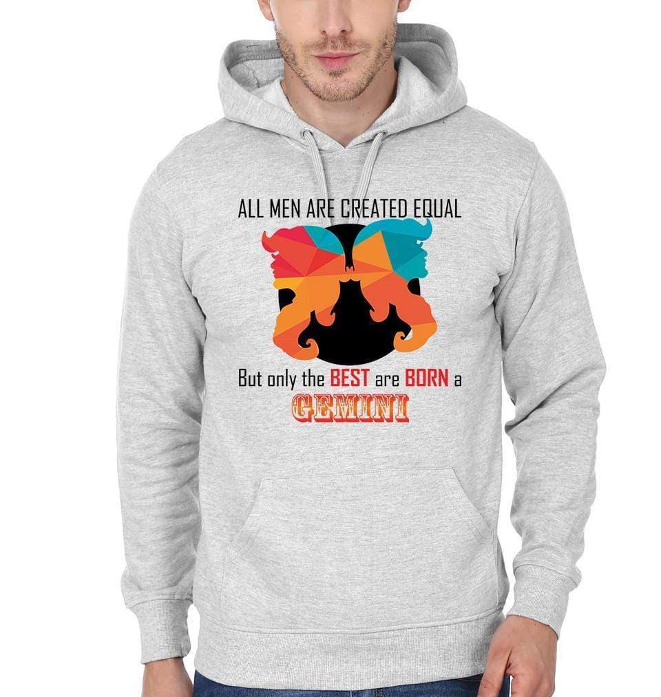 FunkyTradition All Men Created Equal But Best Are Born in Gemini Grey Hoodies Clothing FunkyTradition