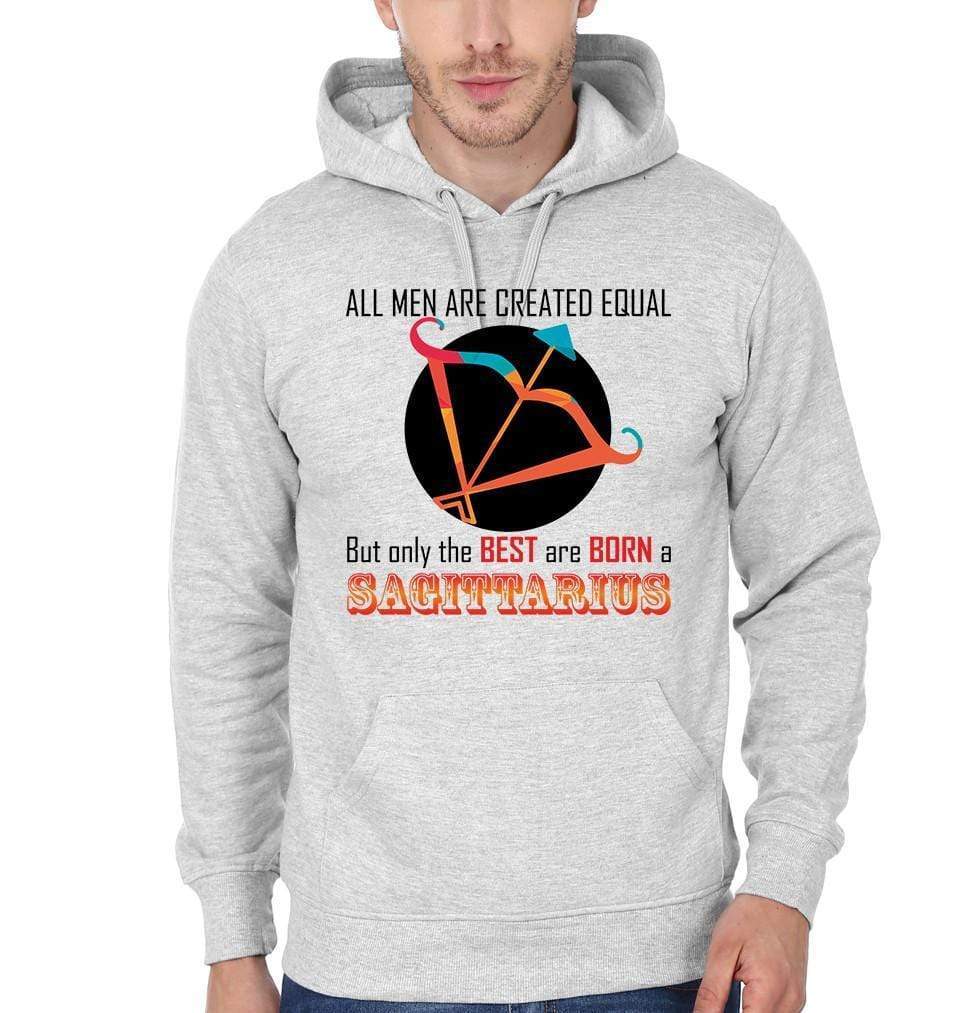 FunkyTradition All Men Created Equal But Best Are Born in Sagittarius Grey Hoodies Clothing FunkyTradition