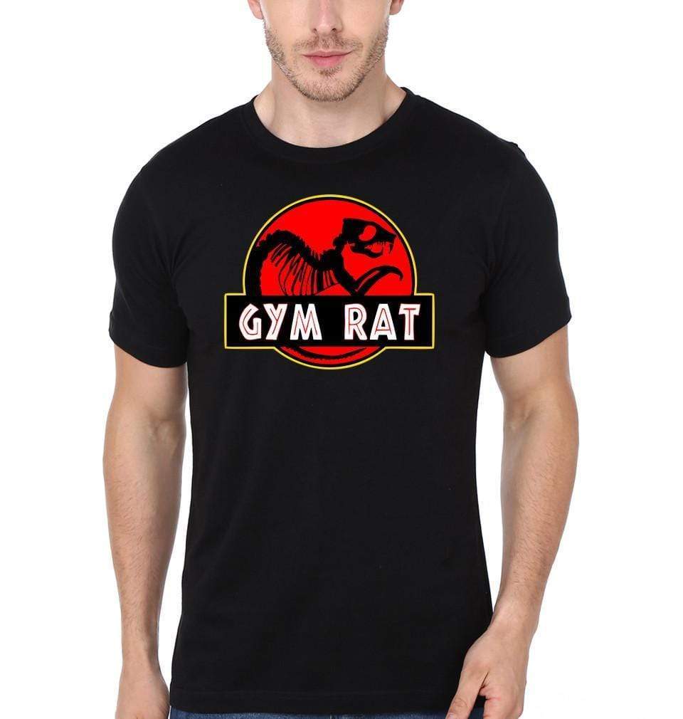 FunkyTradition Black Round Neck Gym Rat Half Sleeves T-Shirt Clothing FunkyTradition
