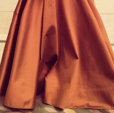 FunkyTradition Designer Wear Copper Brown Taffeta Silk Readymade Gown - FunkyTradition