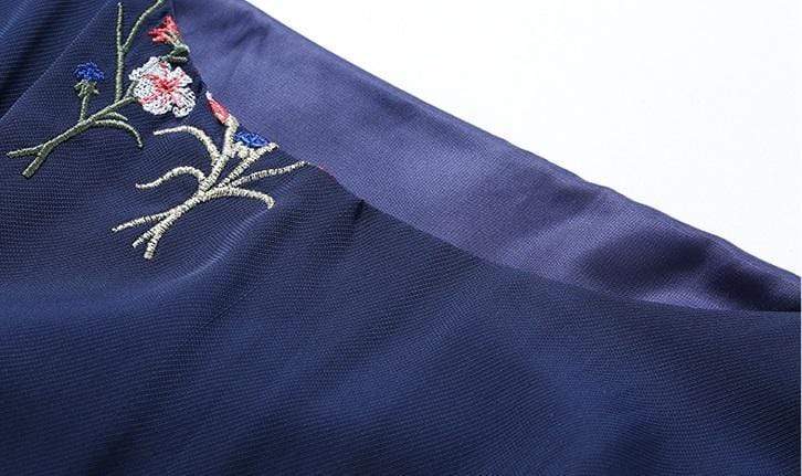 FunkyTradition Floral Navy Blue Georgette Embroidery Ethnic Tunic FunkyTradition