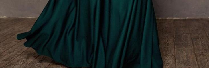 FunkyTradition Striking Green Tapeta Silk Floor Length Dress - FunkyTradition