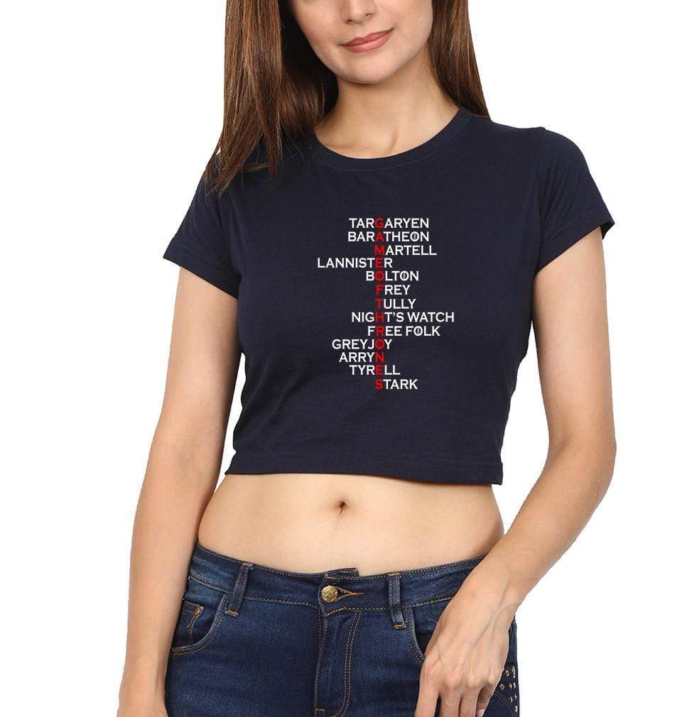 Game Of Thrones Womens Crop Top-FunkyTradition Half Sleeves T-Shirt FunkyTradition