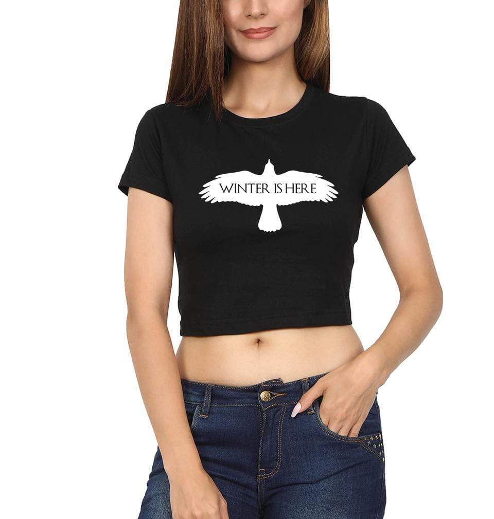 GOT Game Of Thrones Winter Is Here Womens Crop Top-FunkyTradition Half Sleeves T-Shirt FunkyTradition