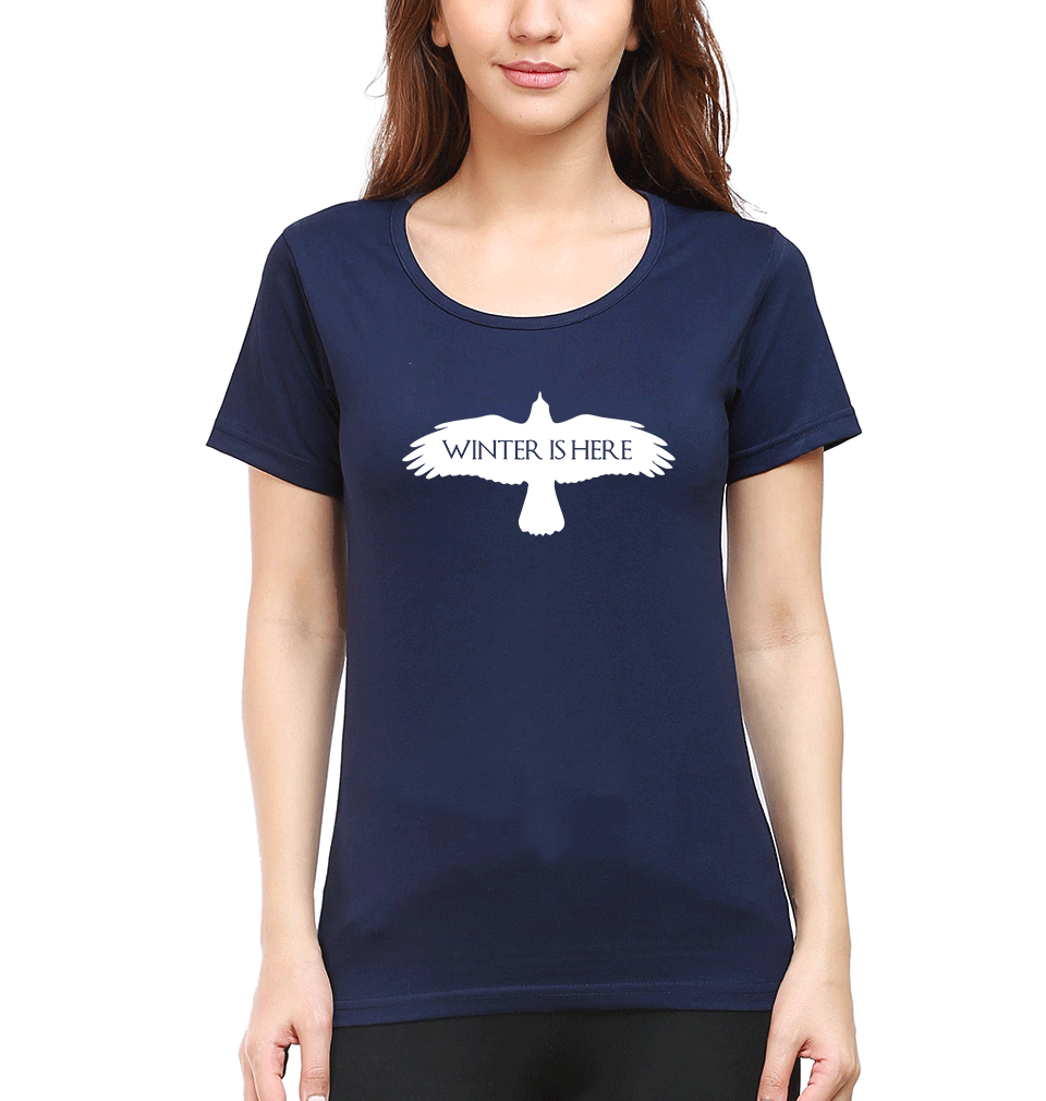 GOT Game Of Thrones Winter Is Here Womens Half Sleeves T-Shirts-FunkyTradition Half Sleeves T-Shirt FunkyTradition