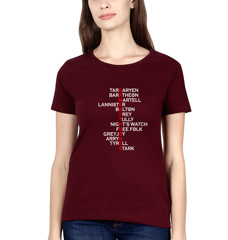 GOT Game Of Thrones Womens Half Sleeves T-Shirts-FunkyTradition Half Sleeves T-Shirt FunkyTradition