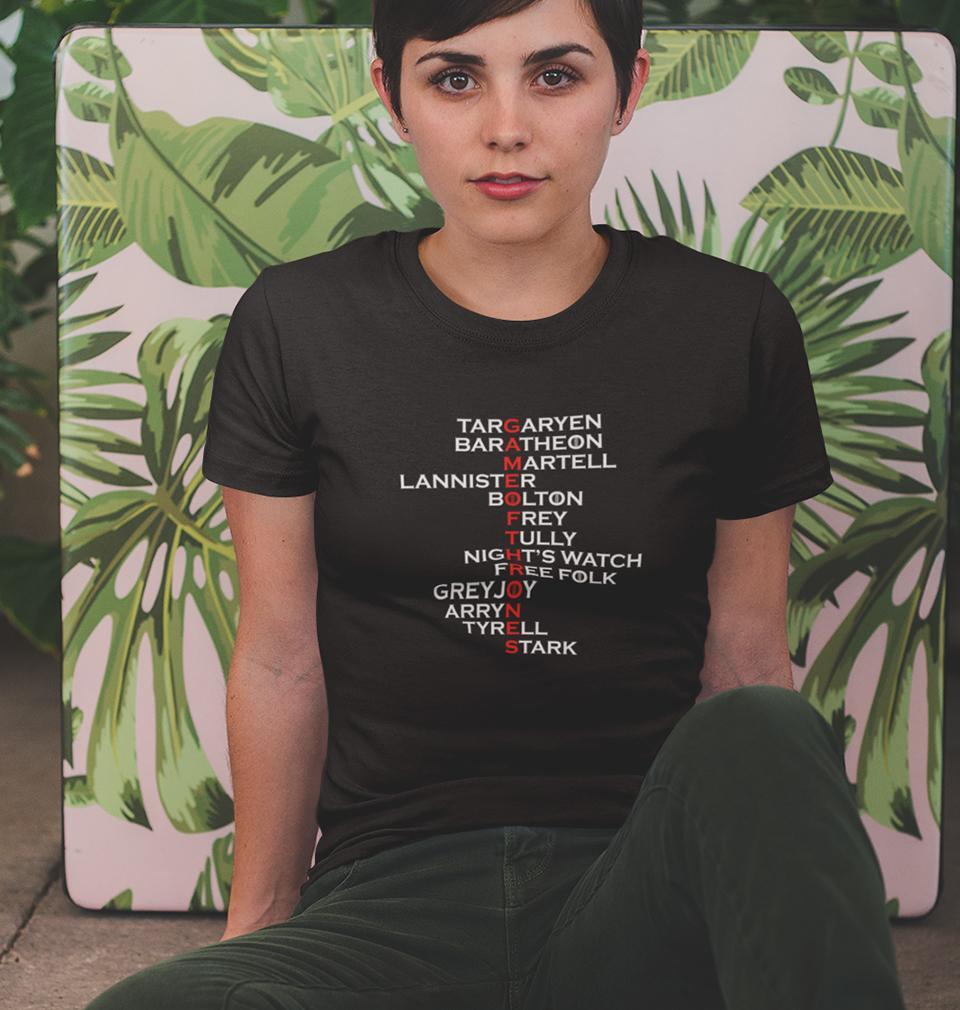 GOT Game Of Thrones Womens Half Sleeves T-Shirts-FunkyTradition Half Sleeves T-Shirt FunkyTradition