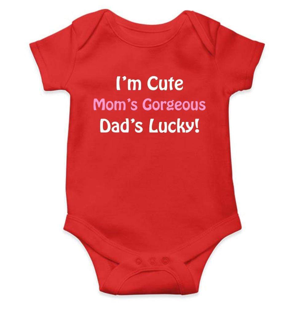 I am Cute Moms Gorgeous Dads Lucky Rompers for Baby Girl- FunkyTradition FunkyTradition