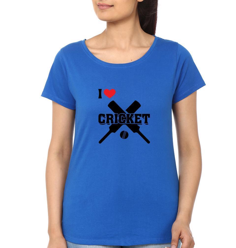 I Love Cricket Womens Half Sleeves T-Shirts-FunkyTradition Half Sleeves T-Shirt FunkyTradition