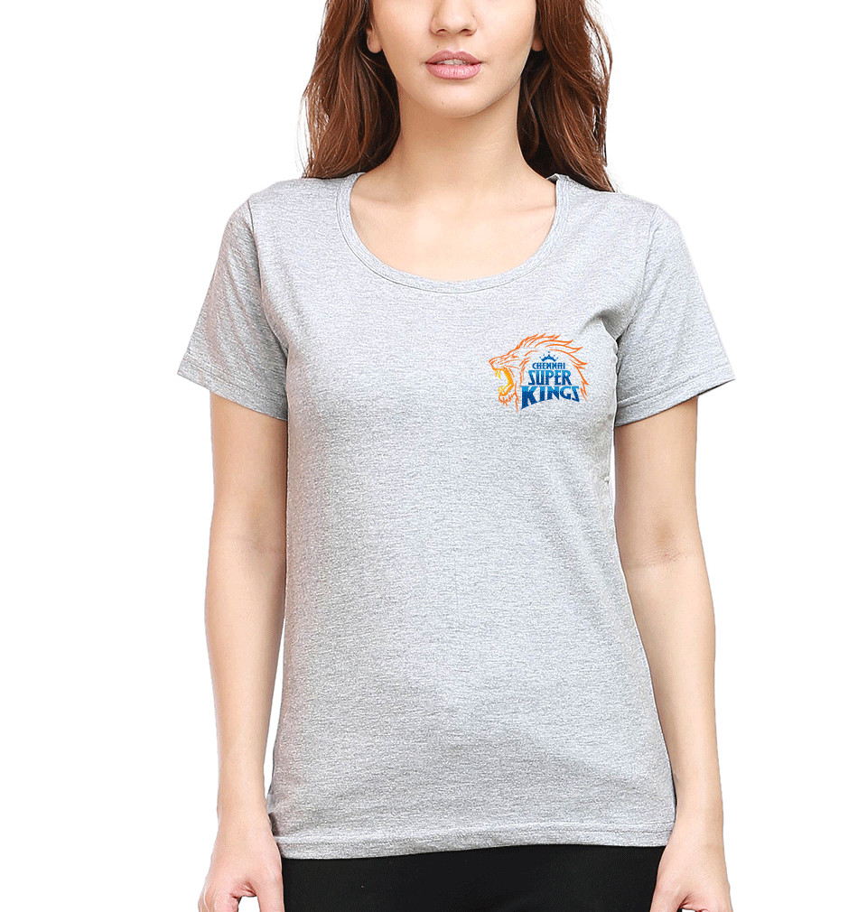 IPL CSK Chennai Super Kings Logo Womens Half Sleeves T-Shirts-FunkyTradition Half Sleeves T-Shirt FunkyTradition