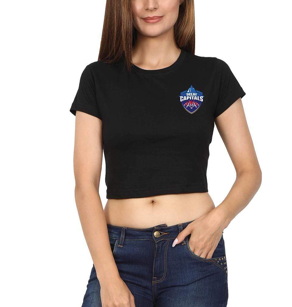 IPL DC Delhi Capitals Logo Womens Crop Top-FunkyTradition Half Sleeves T-Shirt FunkyTradition