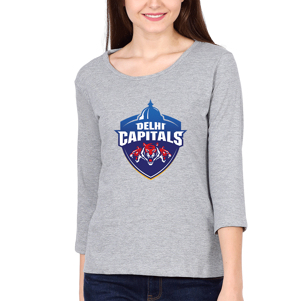 IPL DC Delhi Capitals Logo Womens Full Sleeves T-Shirts-FunkyTradition Half Sleeves T-Shirt FunkyTradition