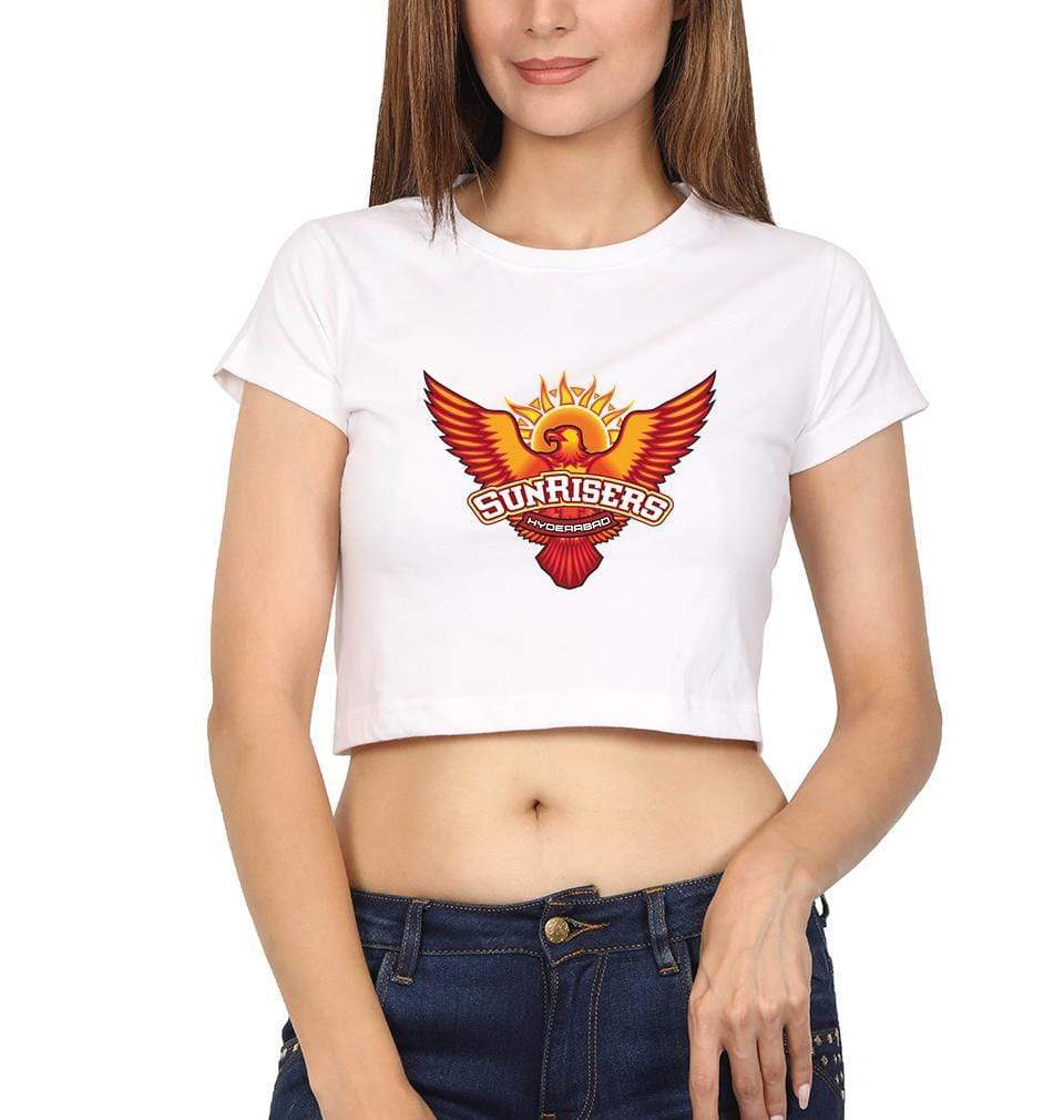 IPL Sunrises Hyderabad logo Womens Crop Top-FunkyTradition Half Sleeves T-Shirt FunkyTradition