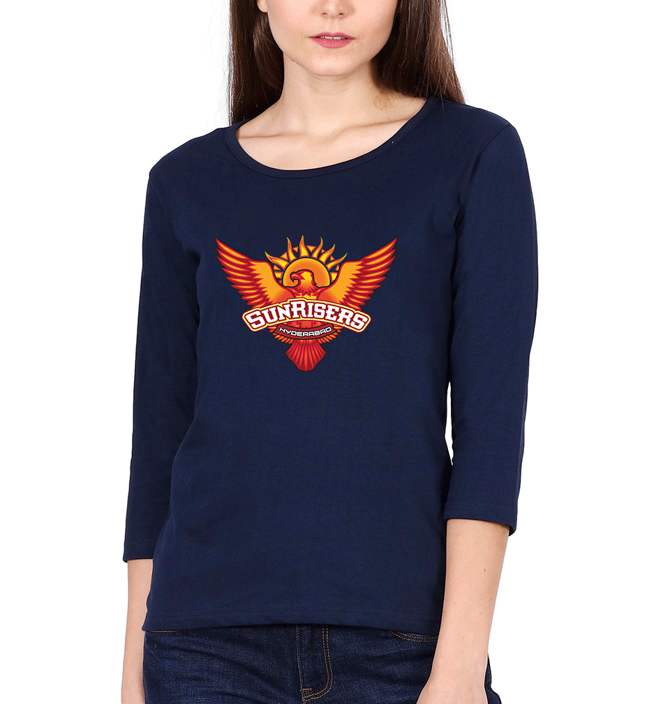IPL Sunrises Hyderabad logo Womens Full Sleeves T-Shirts-FunkyTradition Half Sleeves T-Shirt FunkyTradition