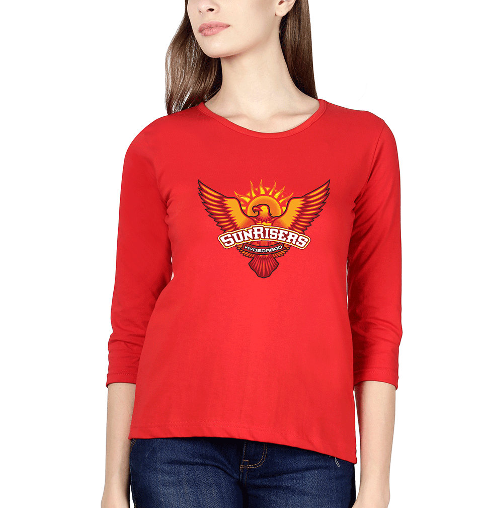 IPL Sunrises Hyderabad logo Womens Full Sleeves T-Shirts-FunkyTradition Half Sleeves T-Shirt FunkyTradition
