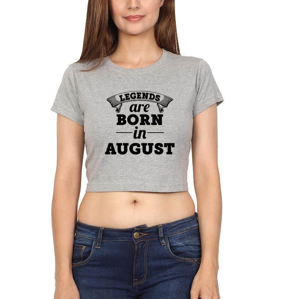 Legends are Born in August Womens Crop Top-FunkyTradition Half Sleeves T-Shirt FunkyTradition