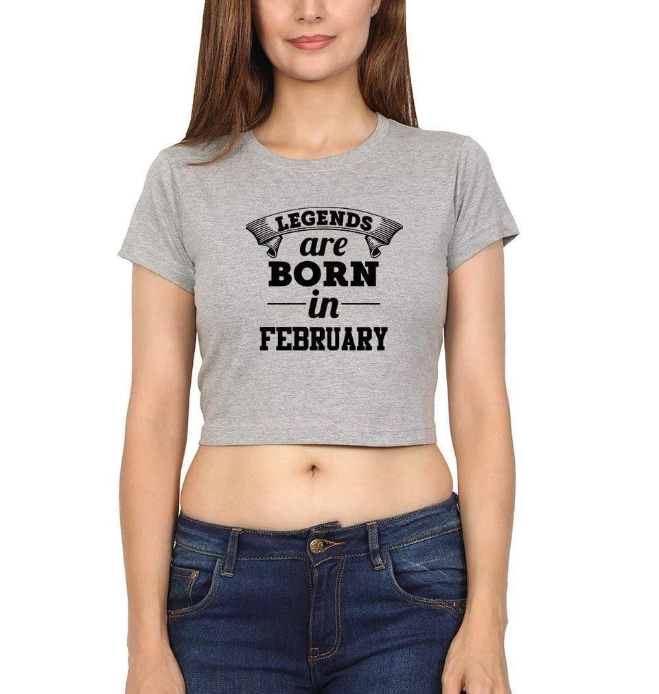 Legends are Born in February Womens Crop Top-FunkyTradition Half Sleeves T-Shirt FunkyTradition