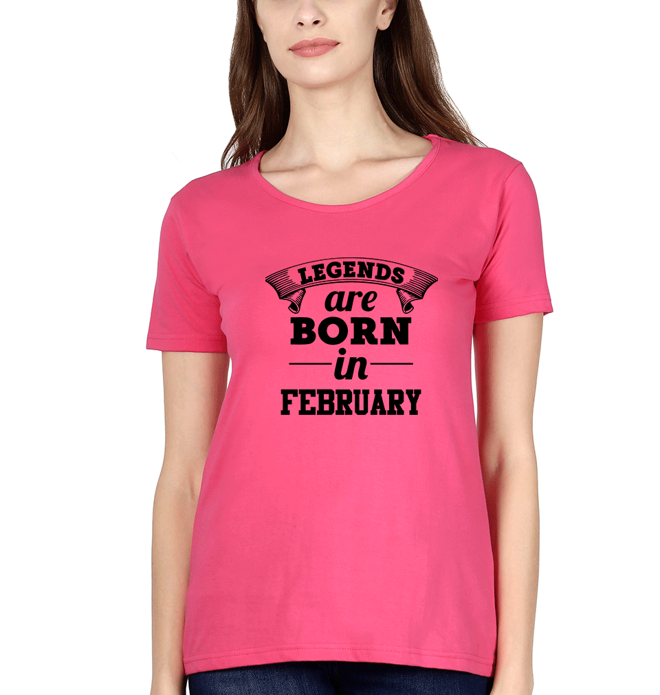Legends are Born in February Womens Half Sleeves T-Shirts-FunkyTradition Half Sleeves T-Shirt FunkyTradition