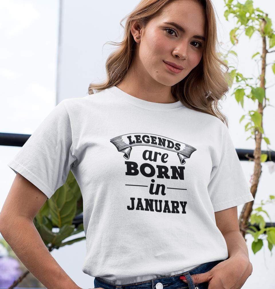 Legends are Born in January Womens Half Sleeves T-Shirts-FunkyTradition Half Sleeves T-Shirt FunkyTradition