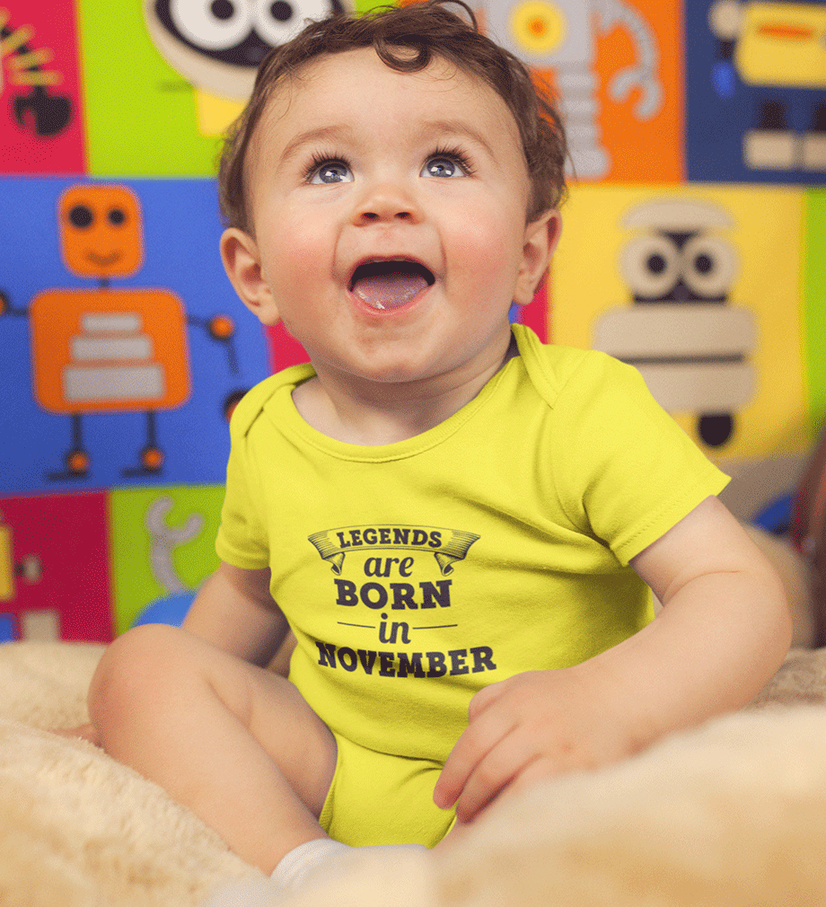 Legends are born in November Rompers for Baby Boy- FunkyTradition FunkyTradition