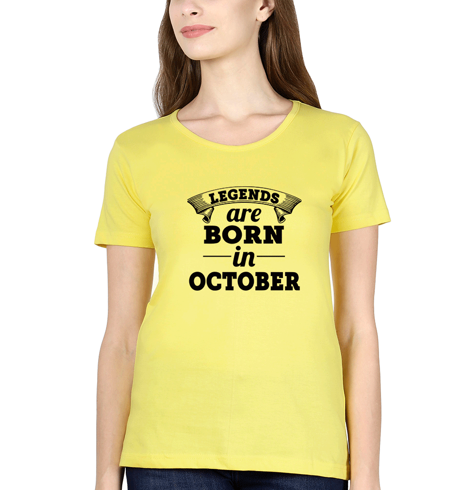 Legends are Born in October Womens Half Sleeves T-Shirts-FunkyTradition Half Sleeves T-Shirt FunkyTradition