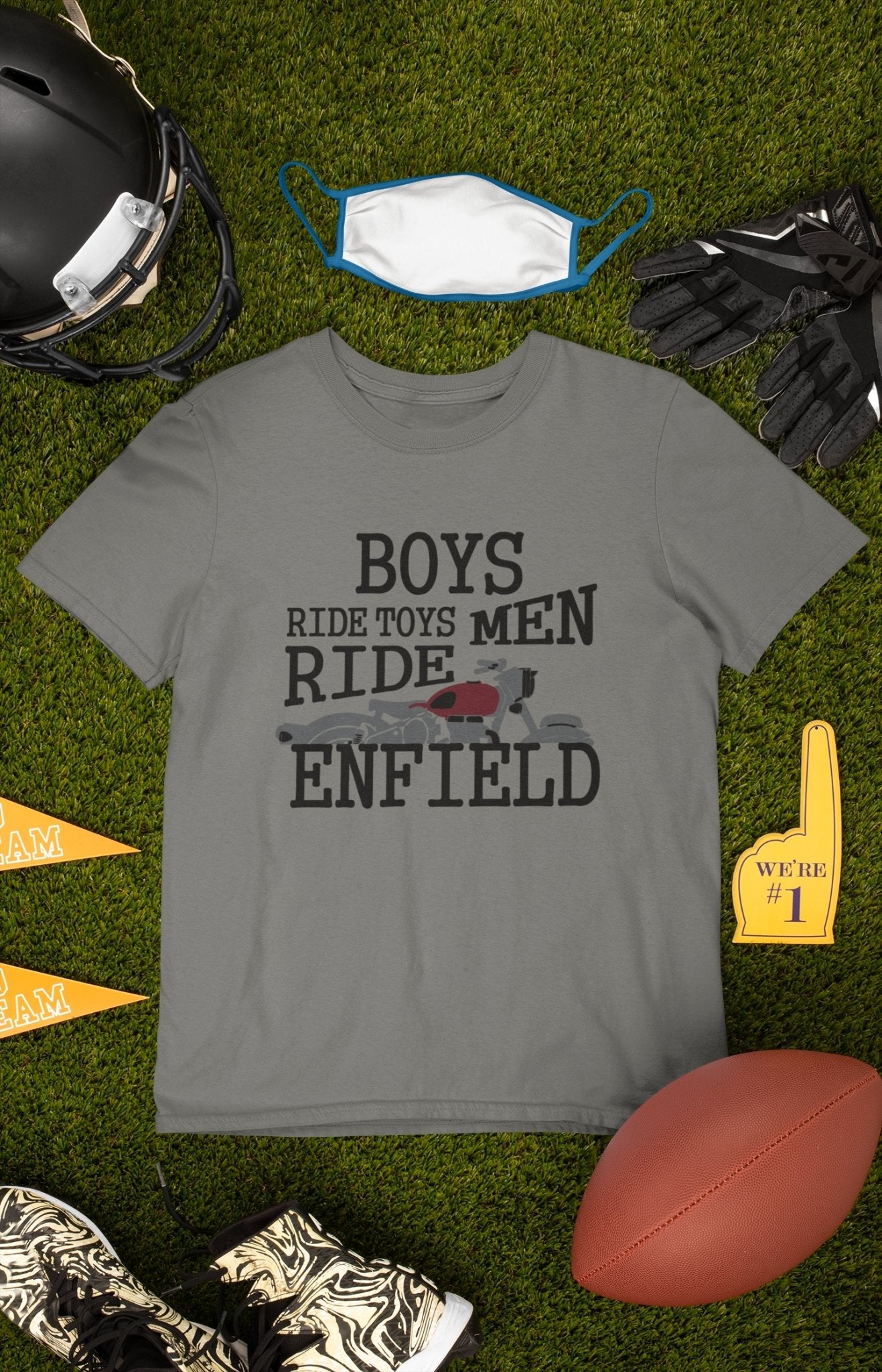 Men Ride Enfield Biker Mens Half Sleeves T-shirt- FunkyTeesClub - Funky Tees Club
