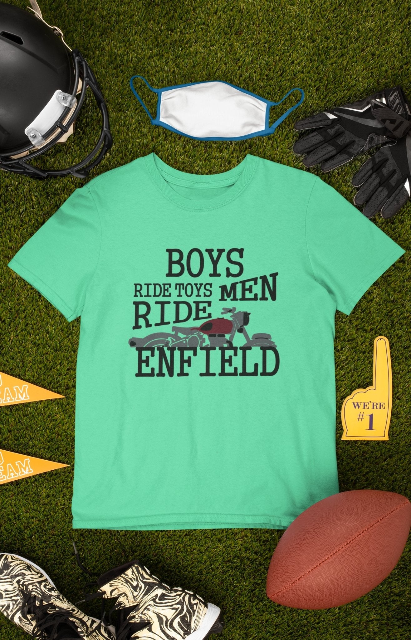 Men Ride Enfield Biker Mens Half Sleeves T-shirt- FunkyTeesClub - Funky Tees Club