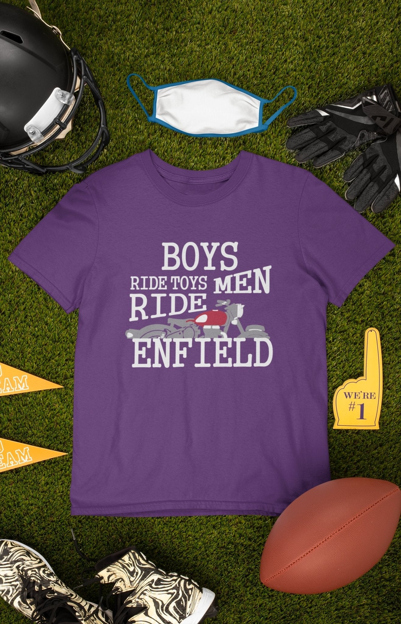 Men Ride Enfield Biker Mens Half Sleeves T-shirt- FunkyTeesClub - Funky Tees Club