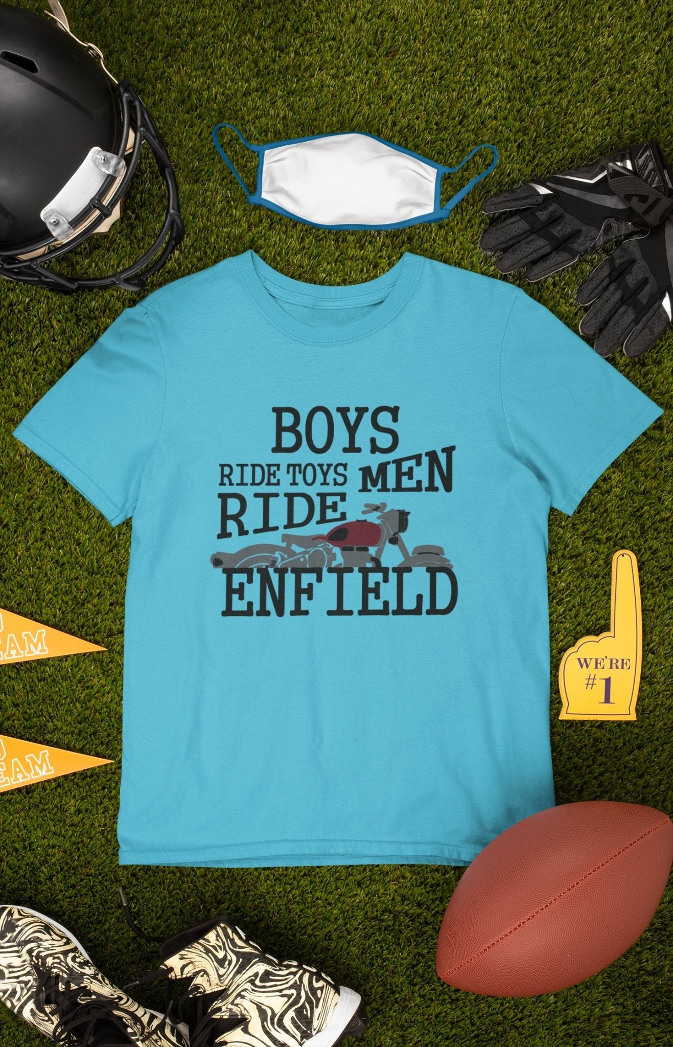 Men Ride Enfield Biker Mens Half Sleeves T-shirt- FunkyTeesClub - Funky Tees Club