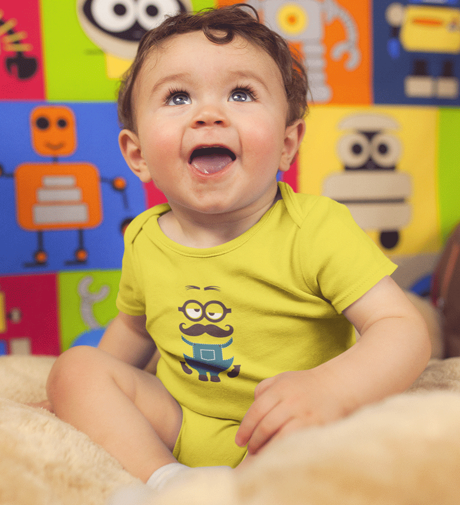 Minion Mustache Abstract Rompers for Baby Boy- FunkyTradition FunkyTradition