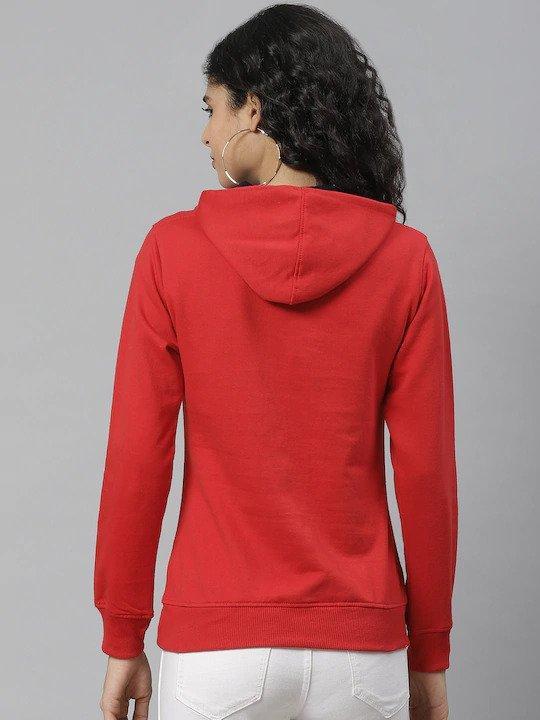 Plain Red Hoodie Sweatshirt for Women -FunkyTeesClub - Funky Tees Club