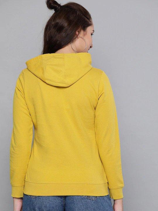 Plain Yellow Hoodie Sweatshirt for Women -FunkyTeesClub - Funky Tees Club