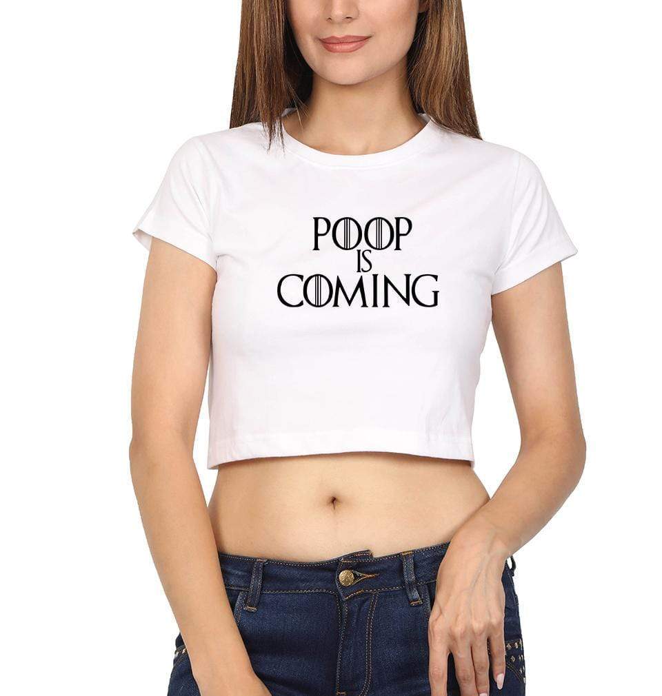 Poop Is Coming Womens Crop Top-FunkyTradition Half Sleeves T-Shirt FunkyTradition