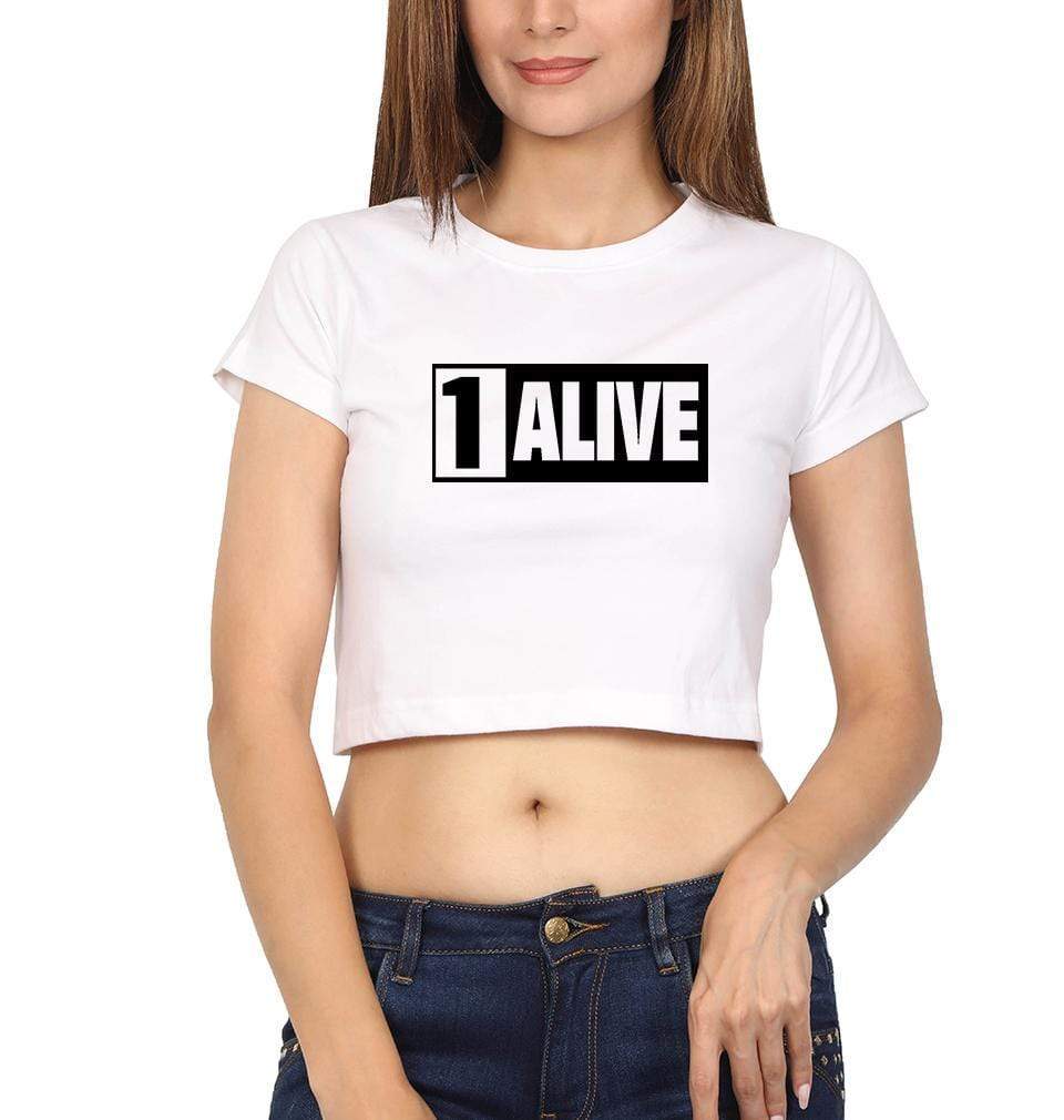 PUBG 1 Alive Womens Crop Top-FunkyTradition Half Sleeves T-Shirt FunkyTradition