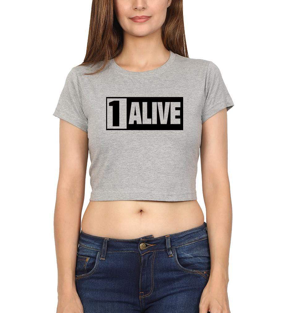 PUBG 1 Alive Womens Crop Top-FunkyTradition Half Sleeves T-Shirt FunkyTradition