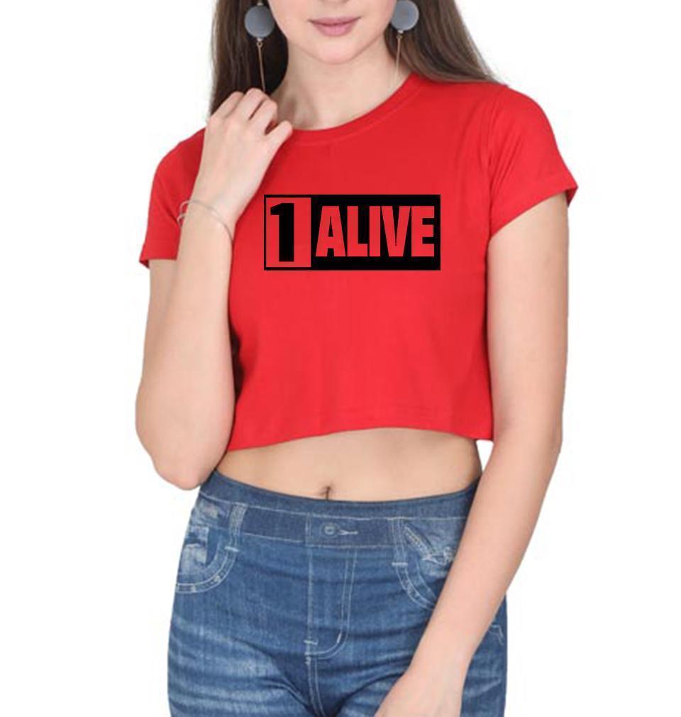 PUBG 1 Alive Womens Crop Top-FunkyTradition Half Sleeves T-Shirt FunkyTradition