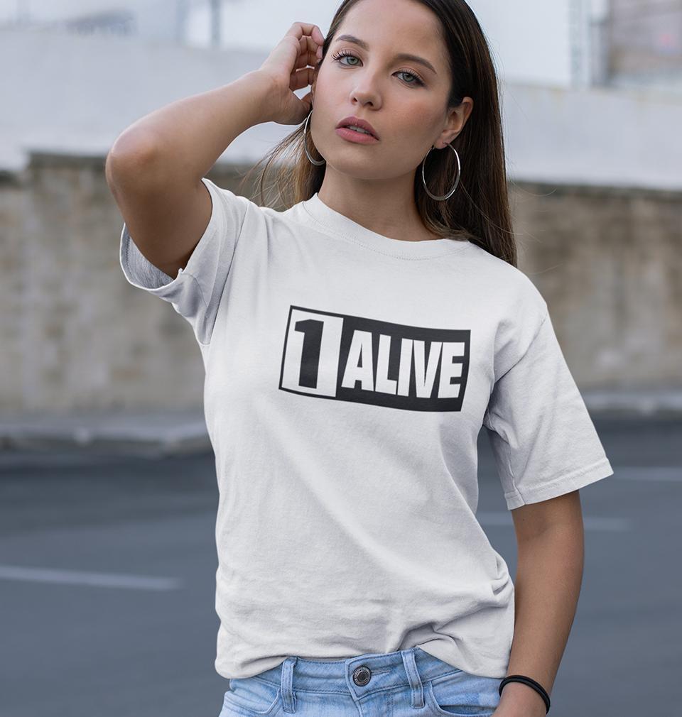 PUBG 1 Alive Womens Half Sleeves T-Shirts-FunkyTradition Half Sleeves T-Shirt FunkyTradition
