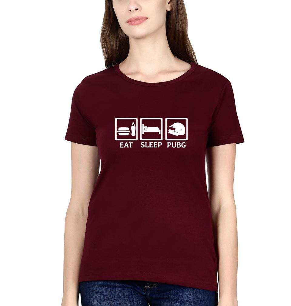 PUBG Eat Sleep Pubg Womens Half Sleeves T-Shirts-FunkyTradition Half Sleeves T-Shirt FunkyTradition
