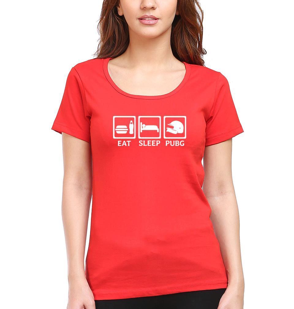 PUBG Eat Sleep Pubg Womens Half Sleeves T-Shirts-FunkyTradition Half Sleeves T-Shirt FunkyTradition