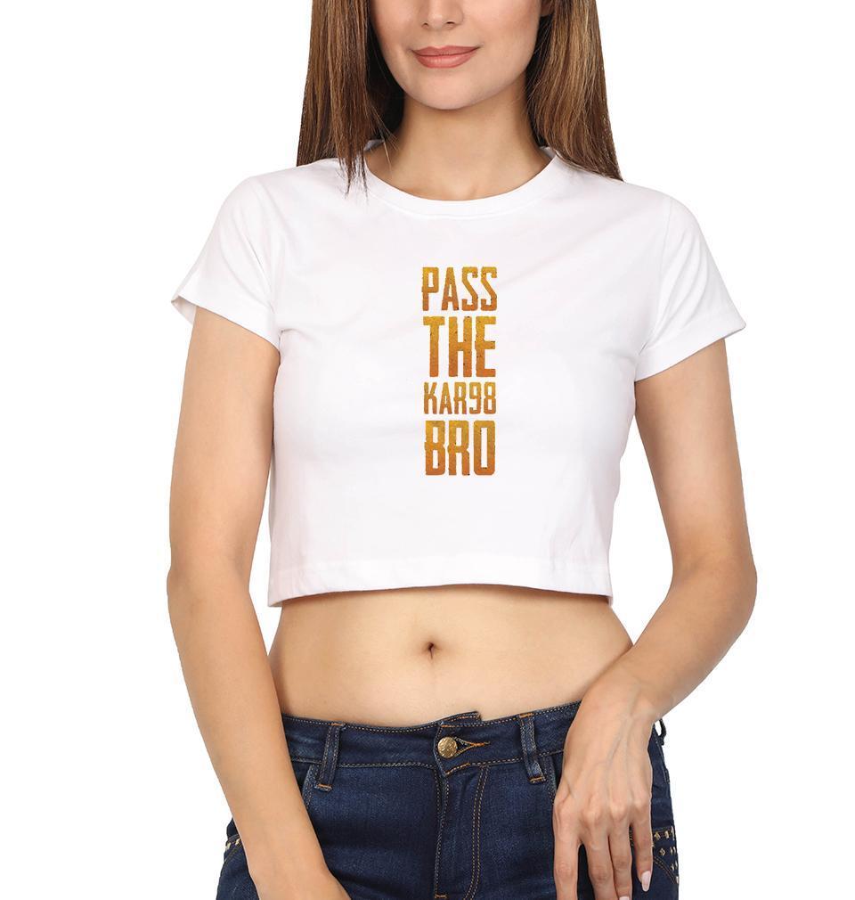PUBG Pass The KAR98 Bro Womens Crop Top-FunkyTradition Half Sleeves T-Shirt FunkyTradition