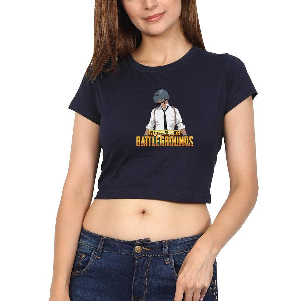 PUBG Player Unknown's Battleground Womens Crop Top-FunkyTradition Half Sleeves T-Shirt FunkyTradition