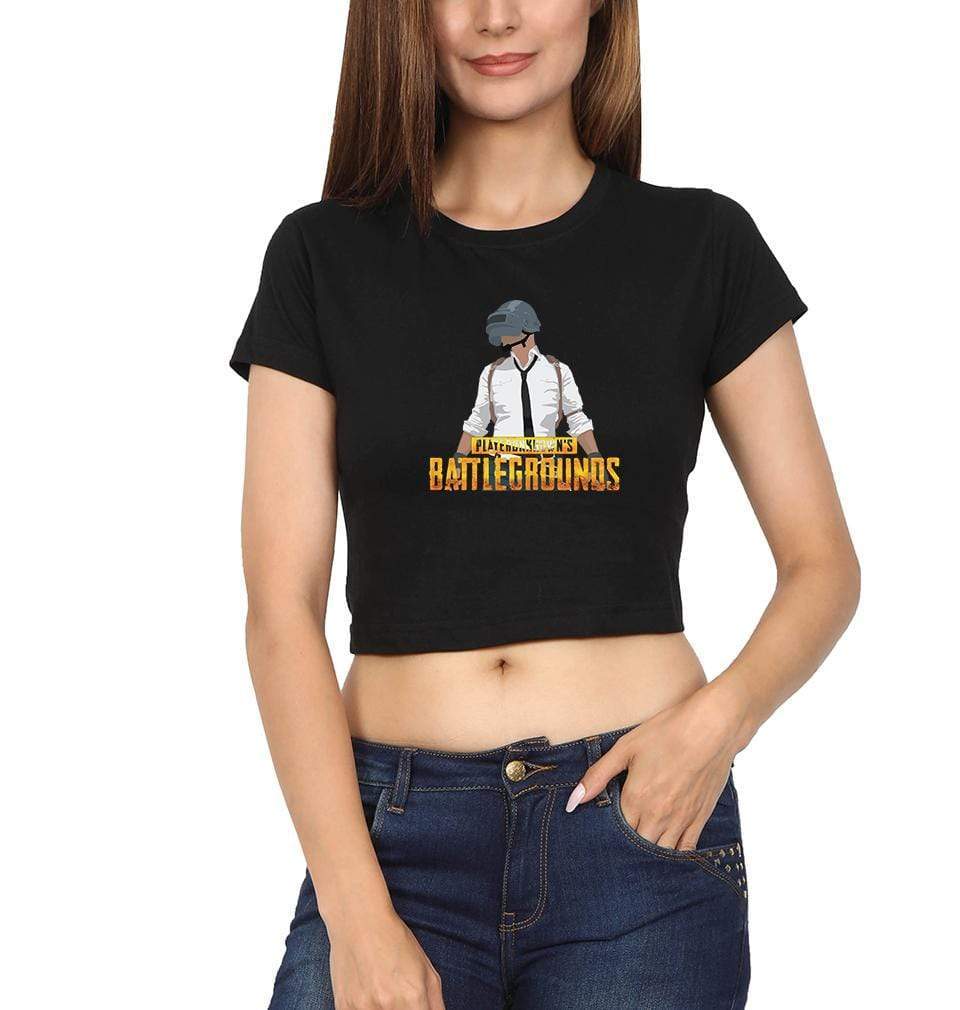 PUBG Player Unknown's Battleground Womens Crop Top-FunkyTradition Half Sleeves T-Shirt FunkyTradition