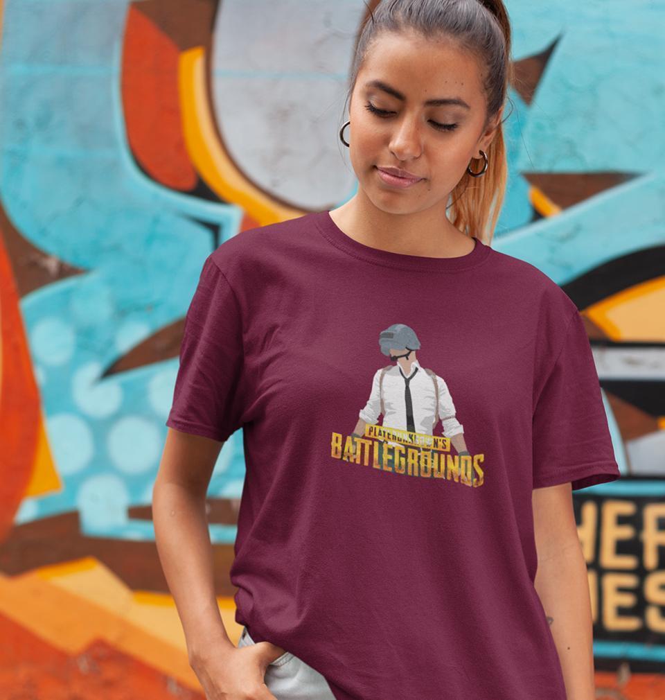 PUBG Player Unknowns Battleground Womens Half Sleeves T-Shirts-FunkyTradition Half Sleeves T-Shirt FunkyTradition