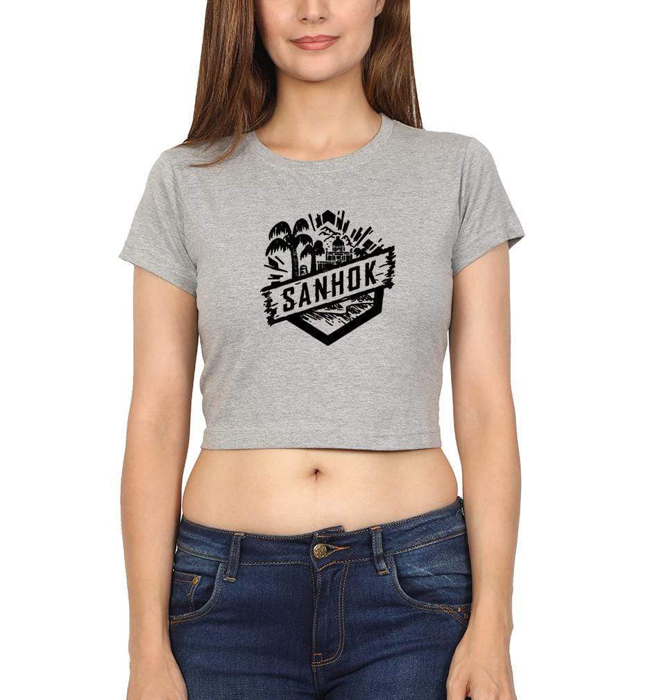 PUBG Sanhok Womens Crop Top-FunkyTradition Half Sleeves T-Shirt FunkyTradition
