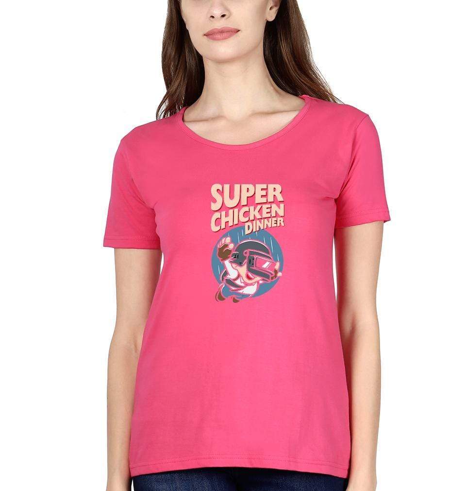 PUBG Super Chicken Dinner Womens Half Sleeves T-Shirts-FunkyTradition Half Sleeves T-Shirt FunkyTradition