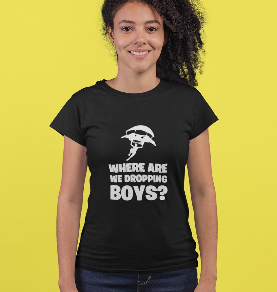PUBG Where Are We Dropping Boys Womens Half Sleeves T-Shirts-FunkyTradition Half Sleeves T-Shirt FunkyTradition