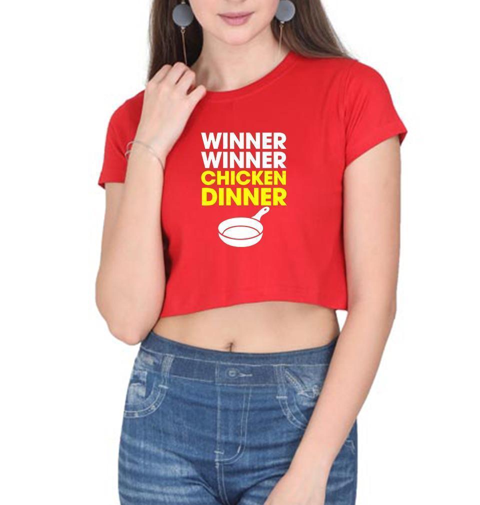PUBG Winner Winner Chicken Dinner Womens Crop Top-FunkyTradition Half Sleeves T-Shirt FunkyTradition