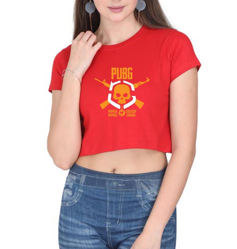 PUBG Winner Winner Chicken Dinner Womens Crop Top-FunkyTradition Half Sleeves T-Shirt FunkyTradition