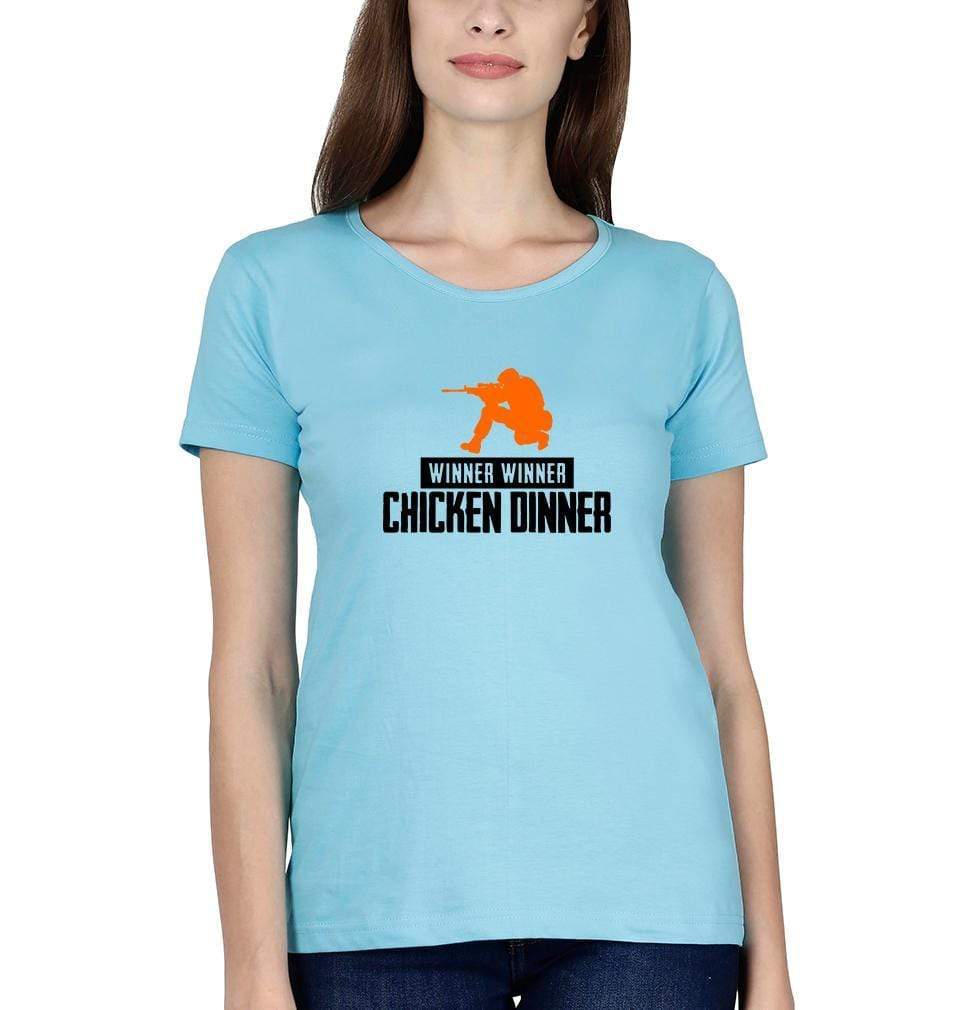 PUBG Winner Winner Chicken Dinner Womens Half Sleeves T-Shirts-FunkyTradition Half Sleeves T-Shirt FunkyTradition